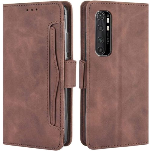 Coque Pour Xiaomi Mi Note 10 Lite, Housse À Rabat En Premium Pu Cuir Flip Cover Case Antichoc Portefeuille Etui Pour Xiaomi Mi Note 10 Lite Coque, Marron