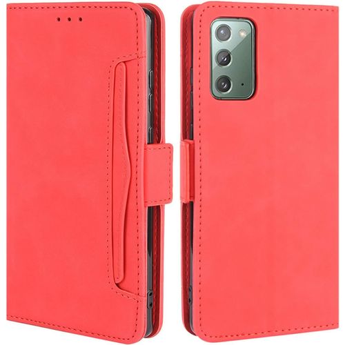 Coque Pour Samsung Galaxy Note 20, Housse À Rabat En Premium Pu Cuir Flip Cover Case Antichoc Portefeuille Etui Pour Samsung Galaxy Note20 5g Coque, Rouge