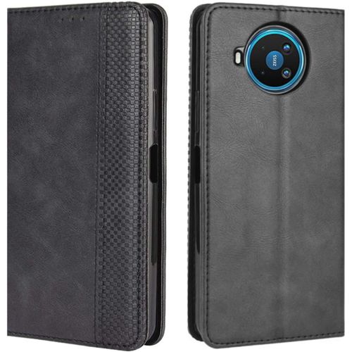 Coque Pour Nokia 8.3 Housse À Rabat En Retro Pu Cuir Flip Cover Case Antichoc Magnétique Portefeuille Etui Pour Nokia 8.3 5g Coque Noir