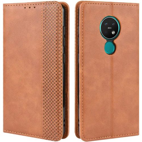 Coque Pour Nokia 7.2 Nokia 6.2 Coque Housse À Rabat En Retro Pu Cuir Flip Cover Case Antichoc Magnétique Portefeuille Etui Pour Nokia 7.2 Nokia 6.2 Coque Marron