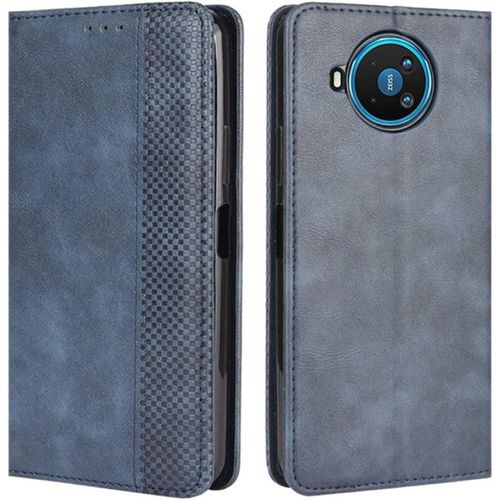 Coque Pour Nokia 8.3 Housse À Rabat En Retro Pu Cuir Flip Cover Case Antichoc Magnétique Portefeuille Etui Pour Nokia 8.3 5g Coque Bleu