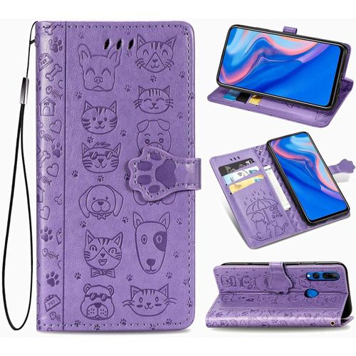Portefeuille Flip Coque Compatible Pour Huawei Y9 Prime 2019 Violet