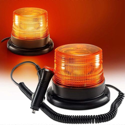 Feu D¿Avertissement Clignotant Magnétique De Véhicule À Led Orange Avec Prise Allume-Cigare 12v-24v