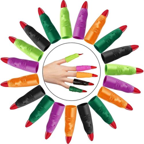 40 Pièces Halloween Coloré Doigts De Sorcière Pour La Lecture, Faux Doigts En Plastique, Doigts De Sorcière Martienne Pour Les Enfants Doigt De Lecture Pointeur, Jeunes Lecteurs, Ha