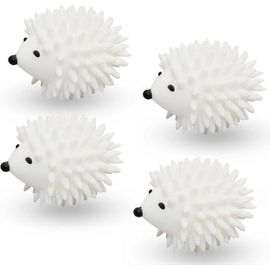 4pcs Réutilisable Hérisson Sèche-Linge Boules Mignon Hérisson En Forme Réutilisable Assouplissant À Lessive pour Sèche-Linge Anti Statique Doux Linge Boules De Lavage (Blanc)