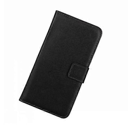 Etui Portefeuille Pour Huawei Mate 7 En Cuir Véritable Noir