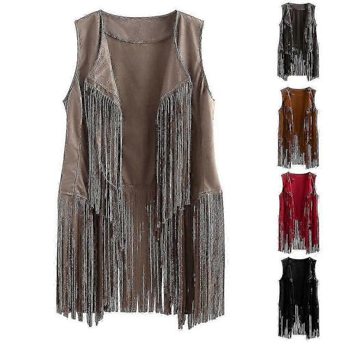 Années 1920 Femmes Cowboy Cowgirl Tassel Gilet Sans Manches Gilet Hippie Veste Rétro Moto Coata8881205153