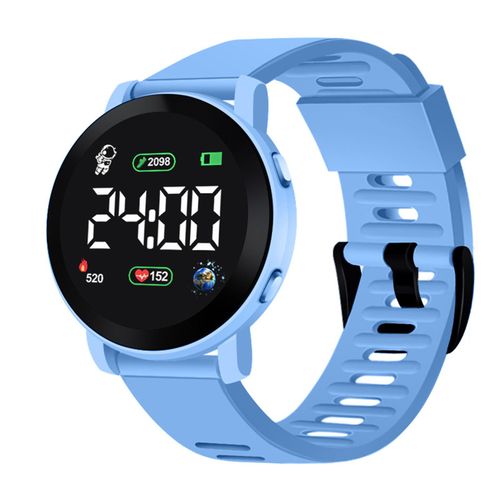 Montre Numérique Led Pour Enfants, Étanche, Date Automatique, Calendrier Hebdomadaire, Montre-Bracelet De Sport Pour Garçons Et Filles, Horloge Électronique À La Mode-Bleu Ciel