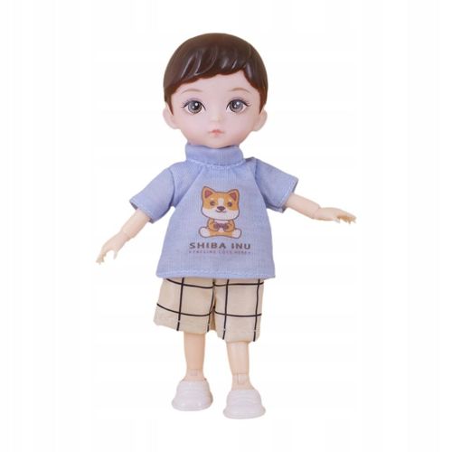 Poupée Petit Garçon Cheveux Courts 16cm Yeux Marrons Accessoires De Poupée Mobile Violet