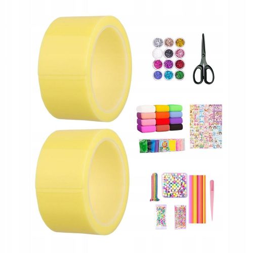 Ruban Adhésif Double Face Transparent Blow Bubbles, 2 Rouleaux, Outils Complets, Jaune