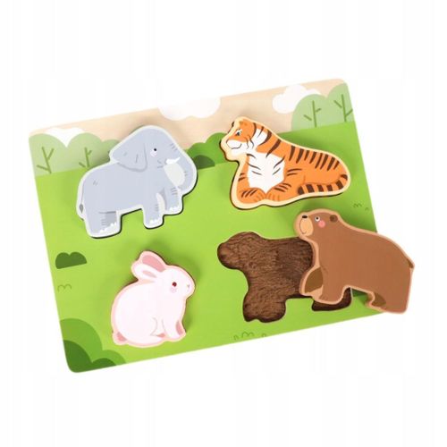 Puzzle Animaux 30x22cm Éducatif Artisanat Bois Forêt Peg