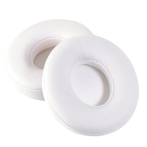 1 paire d'oreillettes de remplacement, isolation phonique, coussin d'oreille de protection élastique doux et respirant, couleur unie, compatible Bluetooth, coussinets d'oreille en éponge pour Beats SOLO2/SOLO3-Blanc