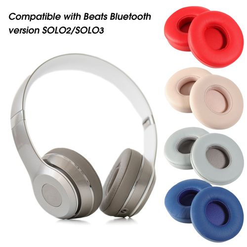 1 paire d'oreillettes de remplacement, isolation phonique, coussin d'oreille de protection élastique doux et respirant, couleur unie, compatible Bluetooth, coussinets d'oreille en éponge pour Beats SOLO2/SOLO3-Gris foncé