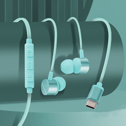 Écouteurs intra-auriculaires filaires, sans distorsion, réduction du bruit, contrôle de ligne, écouteurs filaires avec micro, accessoires de téléphone-Vert