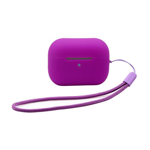 Manchon de protection pour écouteurs AirPods Pro 2 2022, manchon de protection en Silicone souple, Anti-chute, Anti-chute, avec lanière, pour écouteurs sans fil-Violet foncé