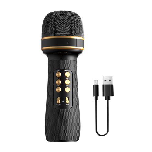Microphone à condensateur WS-898, Bluetooth 5.0, HiFi, Radio FM, longue Endurance, sans fil, haut-parleur pour karaoké-Noir