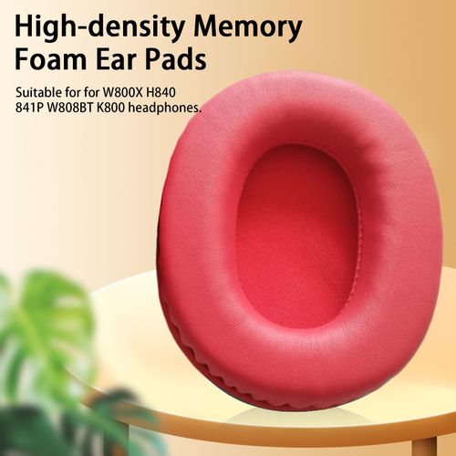 1 paire de coussinets d'oreille de remplacement pour W800X/H840/841P/W808BT/K800, son et confort améliorés, coussinets d'écouteurs avec noyau en mousse à mémoire de forme-Rouge
