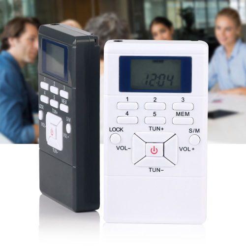 HRD-102 Mini récepteur de radio FM numérique de poche 2CH monobande avec écouteurs-Blanc
