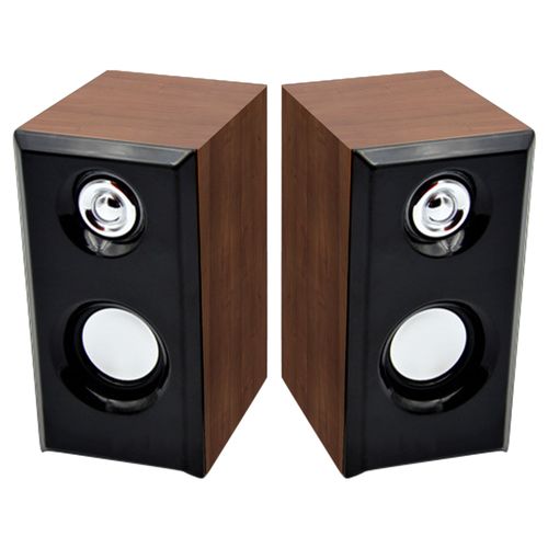 2 pièces JT042 boîte de son caisson de basses concis bois multi-utilisé haut-parleur de musique Portable haut-parleur USB pour la musique-Brun