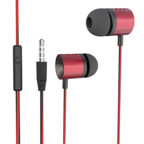 Écouteurs intra-auriculaires filaires, basses puissantes, suppression intelligente du bruit, ergonomique, stéréo 3.5mm, pour sport, jeu, course à pied-Rouge