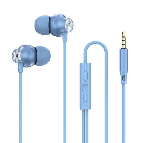 Écouteurs filaires 3.5mm, réduction intelligente du bruit, compatible HD, appel stéréo, sûr, appel téléphonique Portable, changement de chansons, musique dynamique, casque filaire, accessoires pour téléphone Portable-Bleu