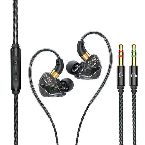 Écouteurs intra-auriculaires filaires, double prise, son HiFi, réduction du bruit, diaphragme à rebond rapide, faible latence