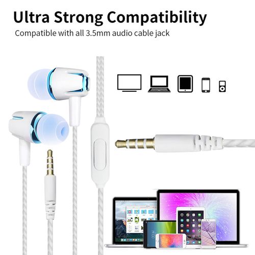 Écouteurs filaires Design intra-auriculaire ergonomique, suppression du bruit, contrôle de fil intelligent, ultralégers, universels, haute clarté, écouteurs de jeu intra-auriculaires-Bleu