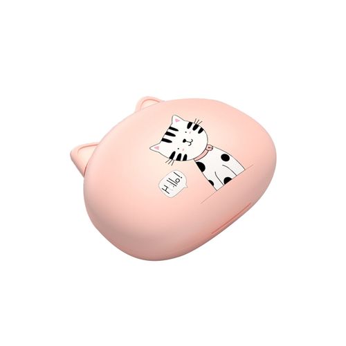 Écouteurs intra-auriculaires filaires, réduction du bruit, casque stéréo HiFi universel, avec boîte de rangement d'oreille de chat de dessin animé pour téléphone portable-Rose