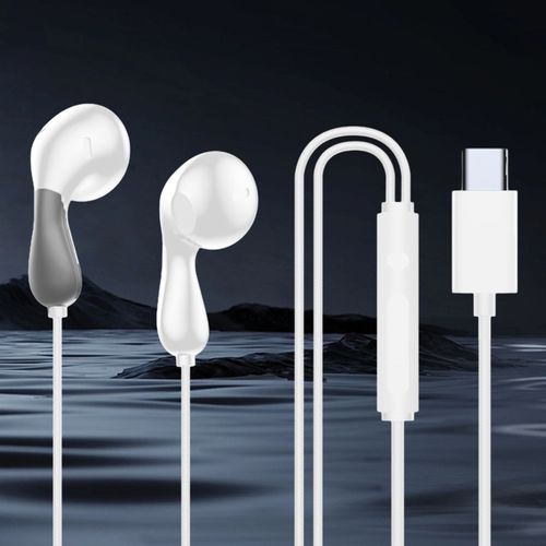 Écouteur filaire 3,5 mm type-c intra-auriculaire avec suppression du bruit HiFi contrôle de ligne sonore musique en direct sport jeu écouteurs pour VIVO pour Xiaomi pour OPPO pour Huawei-Blanc Type-C
