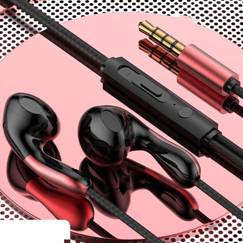 Écouteur filaire 3,5 mm type-c intra-auriculaire avec suppression du bruit HiFi contrôle de ligne sonore musique en direct sport jeu écouteurs pour VIVO pour Xiaomi pour OPPO pour Huawei-Rouge 3,5 mm