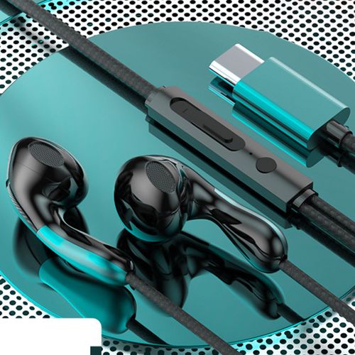Écouteur filaire 3,5 mm type-c intra-auriculaire avec suppression du bruit HiFi contrôle de ligne sonore musique en direct sport jeu écouteurs pour VIVO pour Xiaomi pour OPPO pour Huawei-Vert Type-C