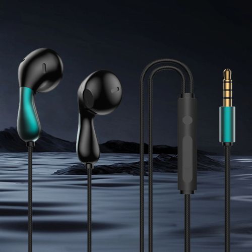 Écouteur filaire 3,5 mm type-c intra-auriculaire avec suppression du bruit HiFi contrôle de ligne sonore musique en direct sport jeu écouteurs pour VIVO pour Xiaomi pour OPPO pour Huawei-Vert 3,5 mm