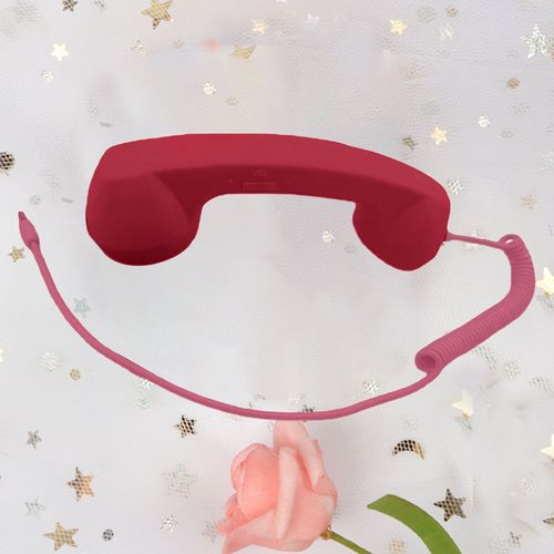 Récepteur de téléphone portable rétro 3.5MM, combiné de téléphone avec Volume réglable et Microphone, accessoire mobile-Rose Rouge