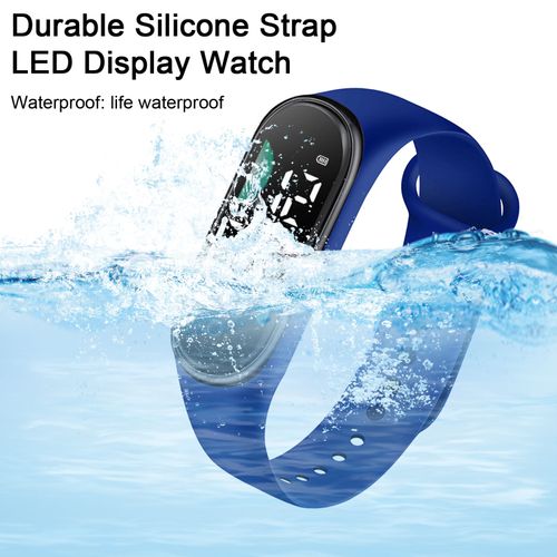 Montre Électronique De Sport Pour Enfants, Étanche, Grand Écran De Police, Affichage Led Lumineux, Date Automatique, Calendrier Complet, Montre Numérique-Bleu