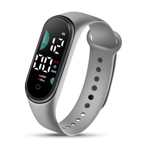 Montre Électronique De Sport Pour Enfants, Étanche, Grand Écran De Police, Affichage Led Lumineux, Date Automatique, Calendrier Complet, Montre Numérique-Gris