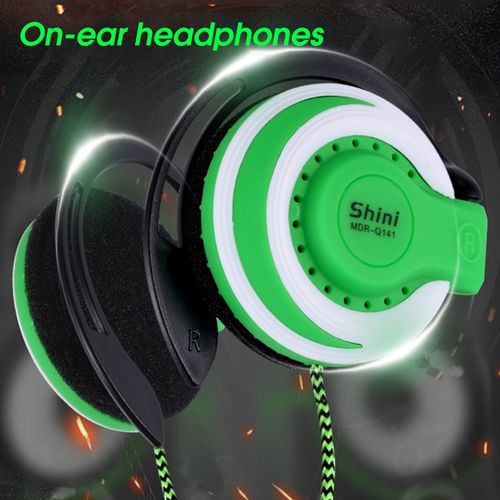 Écouteurs filaires haute fidélité, suppression du bruit, ergonomique, stéréo 3.5mm, crochet d'oreille pour sport, pour la course à pied-Vert