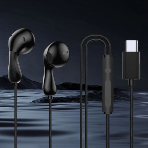 Écouteur filaire 3,5 mm type-c intra-auriculaire avec suppression du bruit HiFi contrôle de ligne sonore musique en direct sport jeu écouteurs pour VIVO pour Xiaomi pour OPPO pour Huawei-Noir Type-C