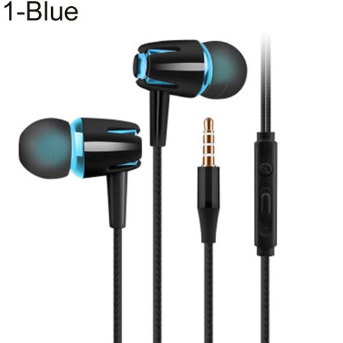 Écouteurs intra-auriculaires universels, fil Normal/lumineux, basses lourdes, 3.5mm, avec Microphone-Bleu 1