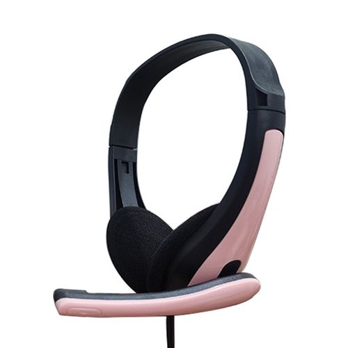 Casque d'ordinateur filaire USB à voix claire, avec micro à réduction de bruit, parfait pour les centres d'appels, les bureaux, les écoles et les jeux sur PC-Rose