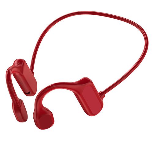 Écouteurs sans fil Bluetooth 5.0, crochet d'oreille, Conduction osseuse, étanche, casque de sport pour téléphone portable-Rouge