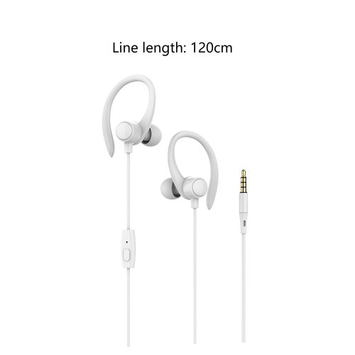Écouteurs filaires, réduction du bruit sensible, ergonomique, crochet d'oreille stéréo de 3.5mm, pour enregistrer des chansons-Blanc