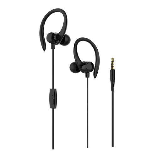 Écouteurs filaires, réduction du bruit sensible, ergonomique, crochet d'oreille stéréo de 3.5mm, pour enregistrer des chansons-Noir