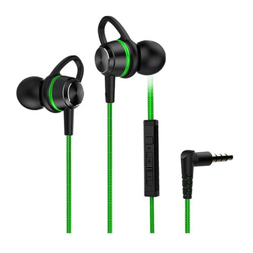 Écouteurs intra-auriculaires filaires 3,5 mm, stéréo, avec micro, basses pures, réduction du bruit, basses lourdes en métal, mains libres, casque de sport pour jeux, musique, fitness-Vert