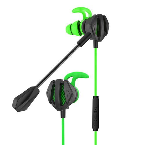 Écouteurs intra-auriculaires à réduction de bruit dynamique, oreillettes basses lourdes pour le jeu-Vert G6*