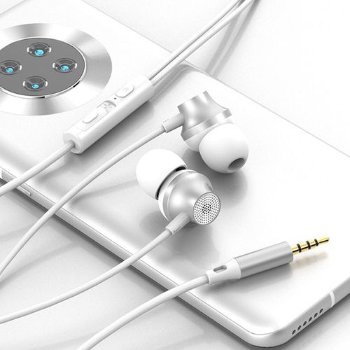 Écouteurs filaires 3.5mm, réduction intelligente du bruit, compatible HD, appel stéréo, sûr, appel téléphonique Portable, changement de chansons, musique dynamique, casque filaire, accessoires pour téléphone Portable-Blanc