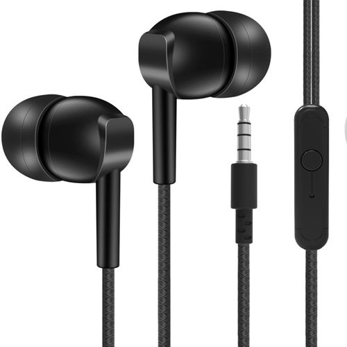 Écouteur filaire avec micro-téléphone stéréo Surround basses lourdes Signal Stable fonction d'appel de jeu de musique universelle prise Jack 3.5mm casque de contrôle de fil écouteurs de Sport intra-auriculaires pour téléphone portable-Noir