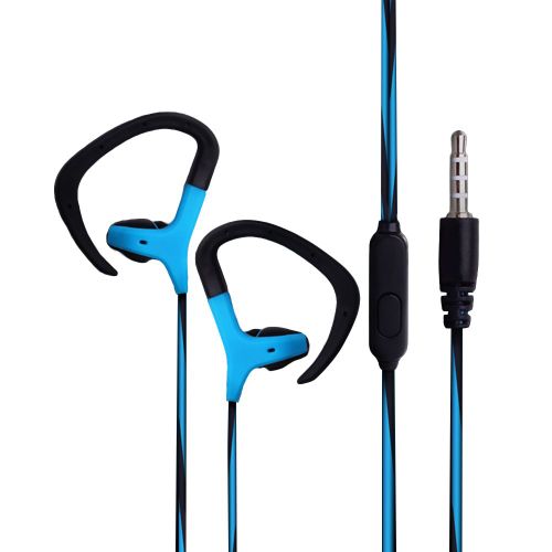 Écouteurs intra-auriculaires 3,5 mm, casque d'écoute stéréo pour course à pied, musique, sport, avec micro-Bleu