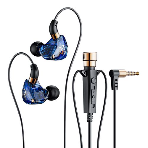 Écouteurs filaires universels, réduction du bruit, prise en forme de L, casque de jeu dynamique avec Microphone pour karaoké, 3.5mm-Bleu