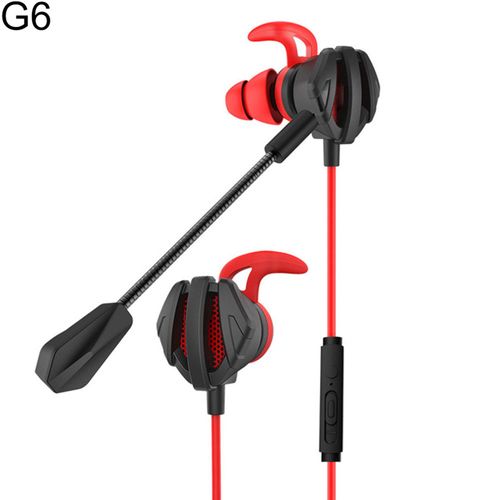 Écouteurs intra-auriculaires à réduction de bruit dynamique, oreillettes basses lourdes pour le jeu-Rouge G6*