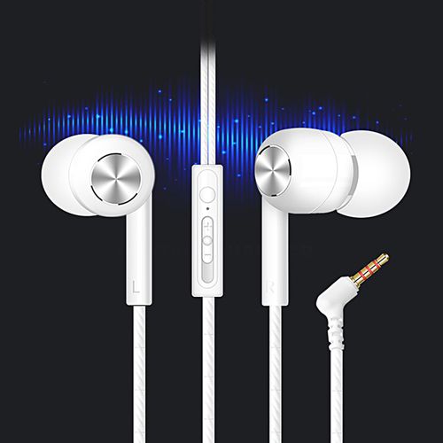 Écouteurs filaires ergonomiques, Super basses, réduction du bruit, 3.5mm, intra-auriculaires, transparents, pour la course à pied-Blanc